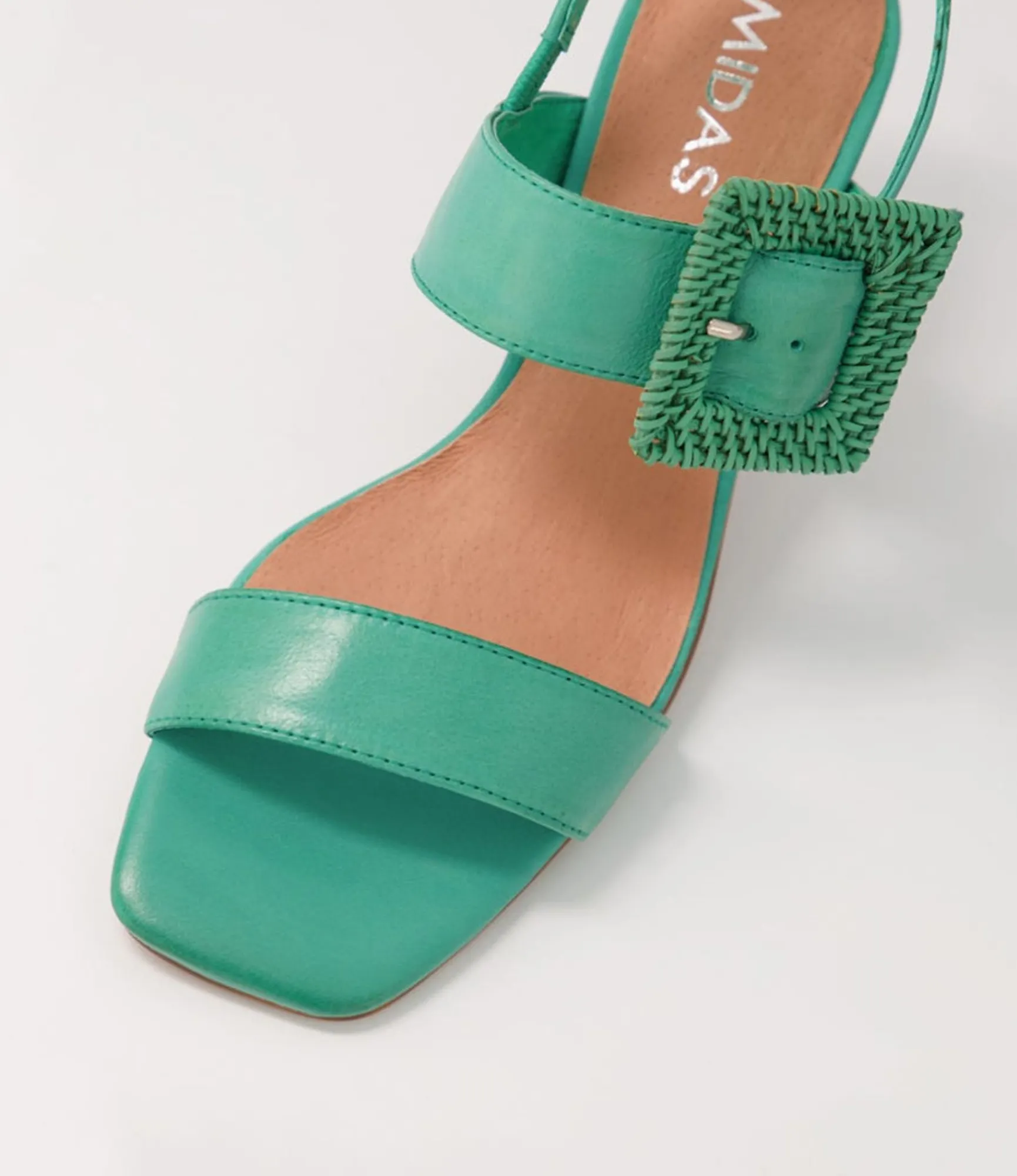 Hot Midas Shoes Pina Emerald Emerald Leather Buckle Sandals