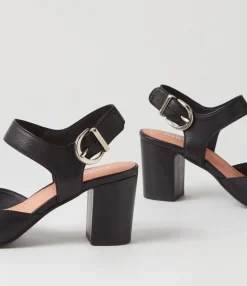 New Midas Shoes Pipa Black Leather Sandals