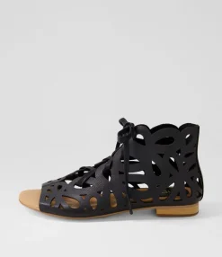 Best Midas Shoes Piska Black Leather Sandals