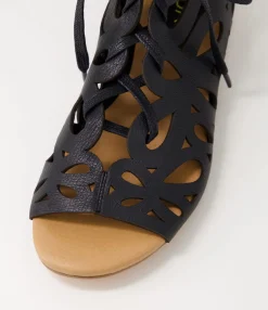 Best Midas Shoes Piska Black Leather Sandals