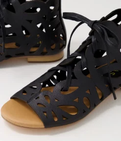 Best Midas Shoes Piska Black Leather Sandals