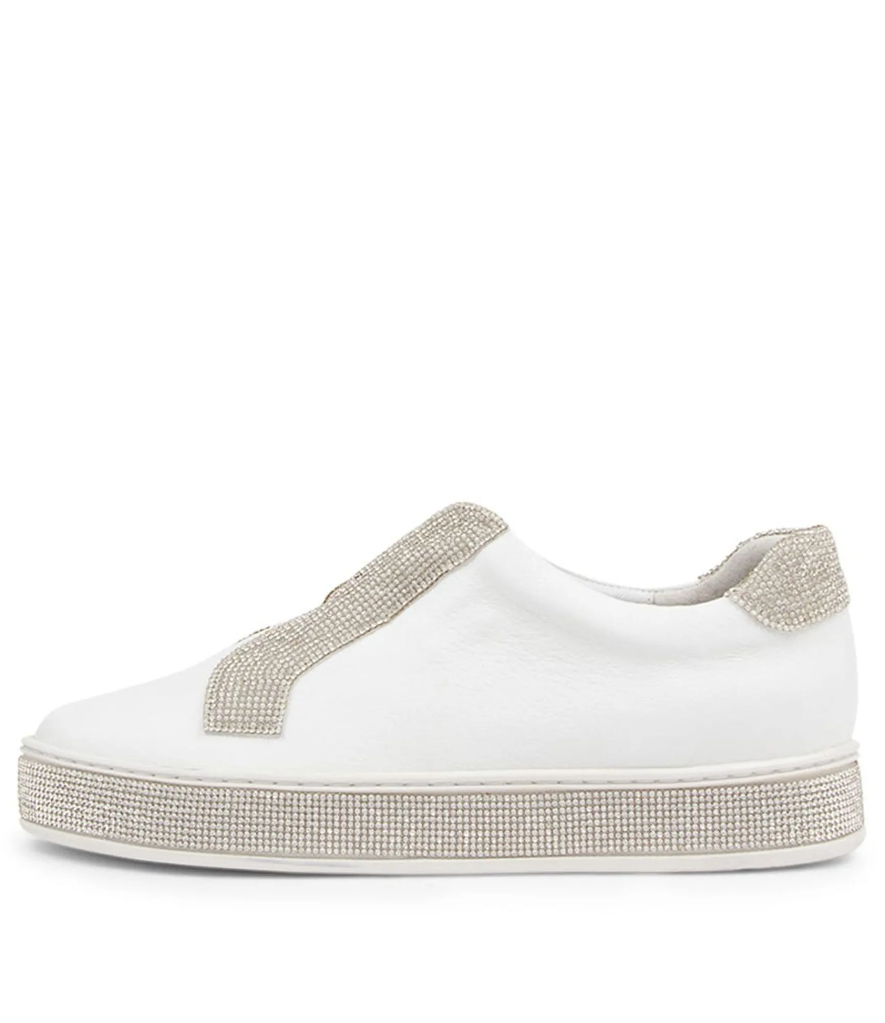 Discount Midas Shoes Pleese White Silver Leather Sneakers