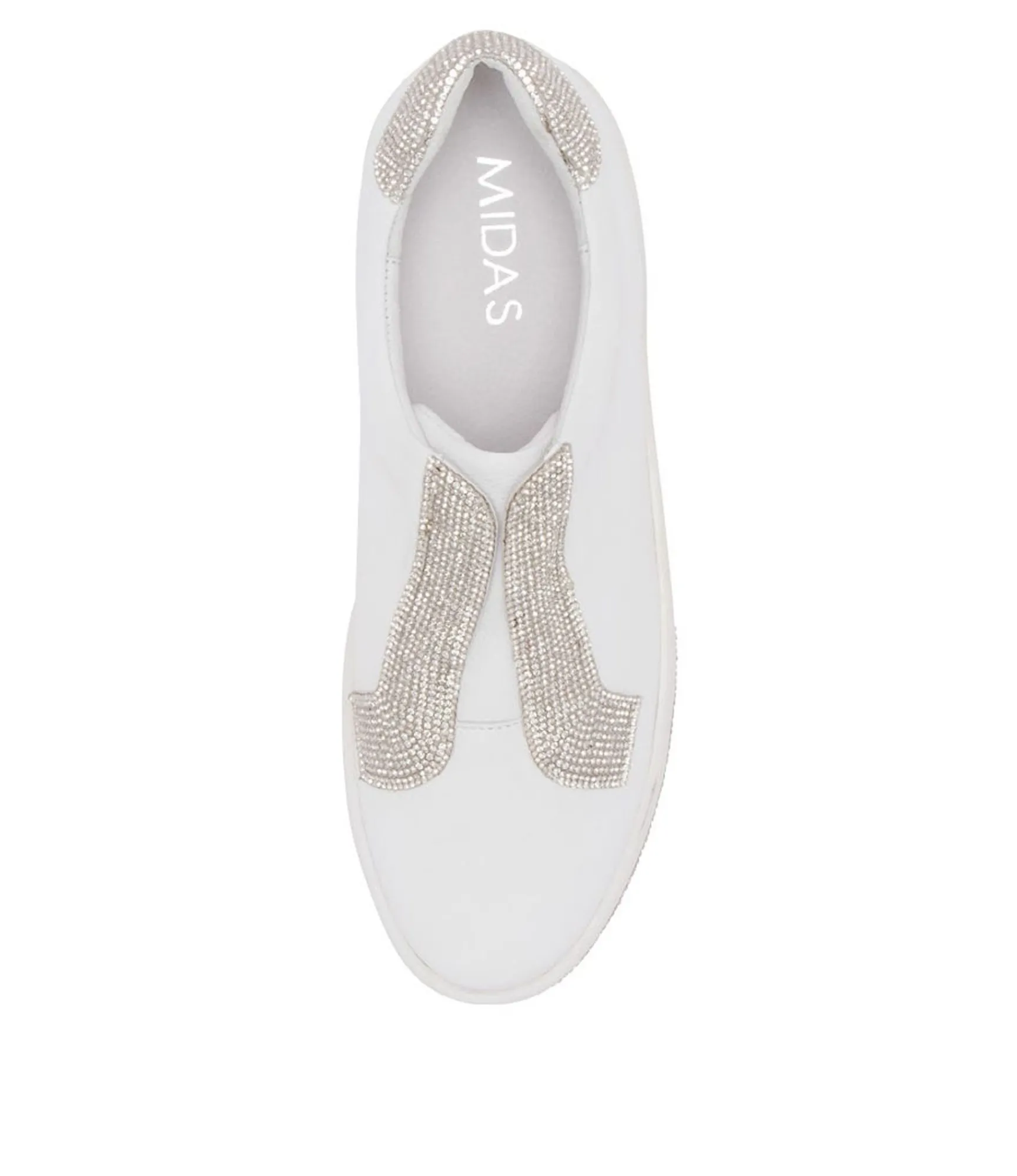 Discount Midas Shoes Pleese White Silver Leather Sneakers