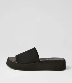 Online Midas Shoes Poola Black Knit Slides
