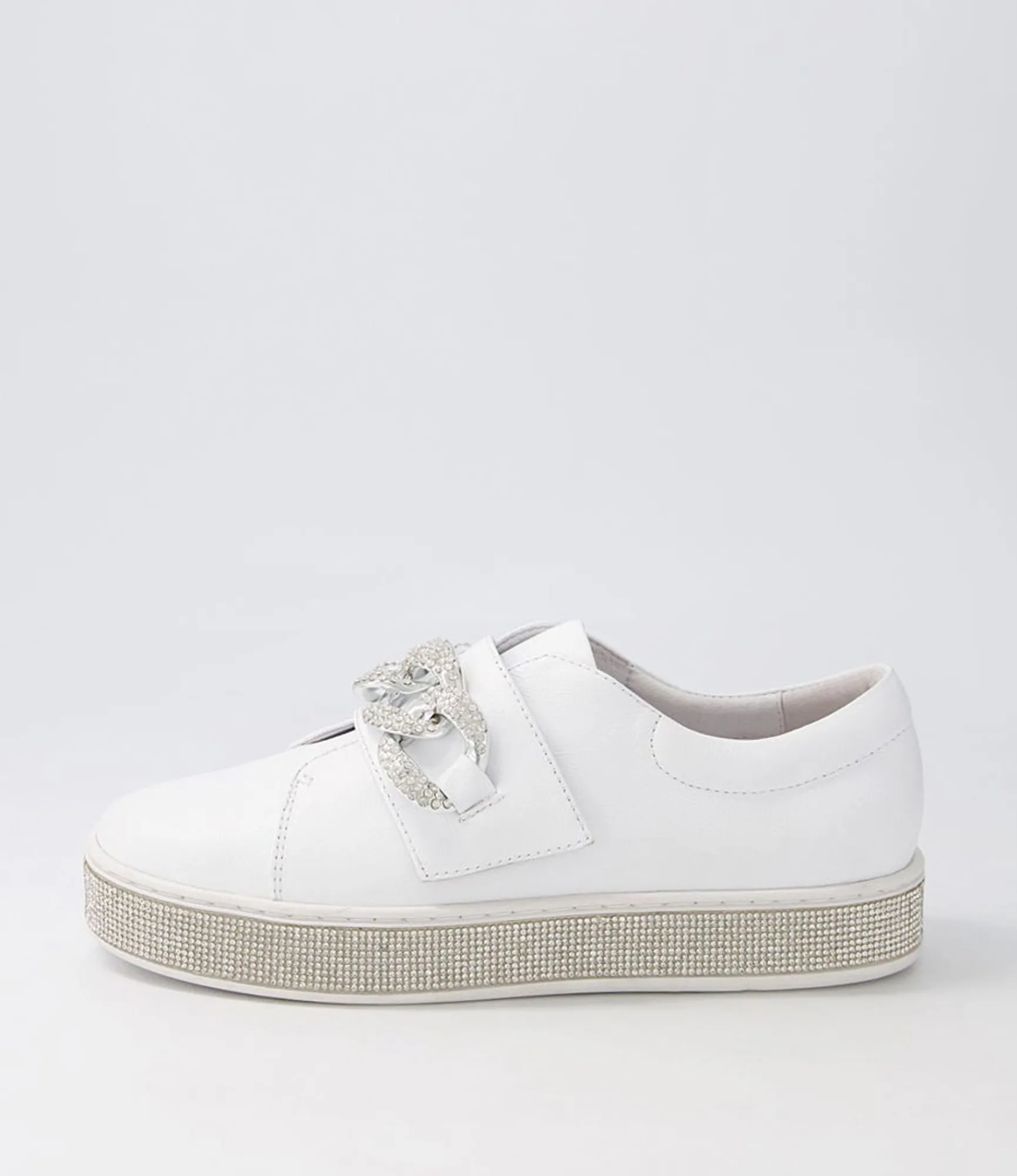Flash Sale Midas Shoes Poppis White Silver Leather Jewels Sneakers
