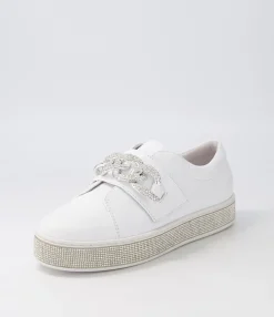 Flash Sale Midas Shoes Poppis White Silver Leather Jewels Sneakers