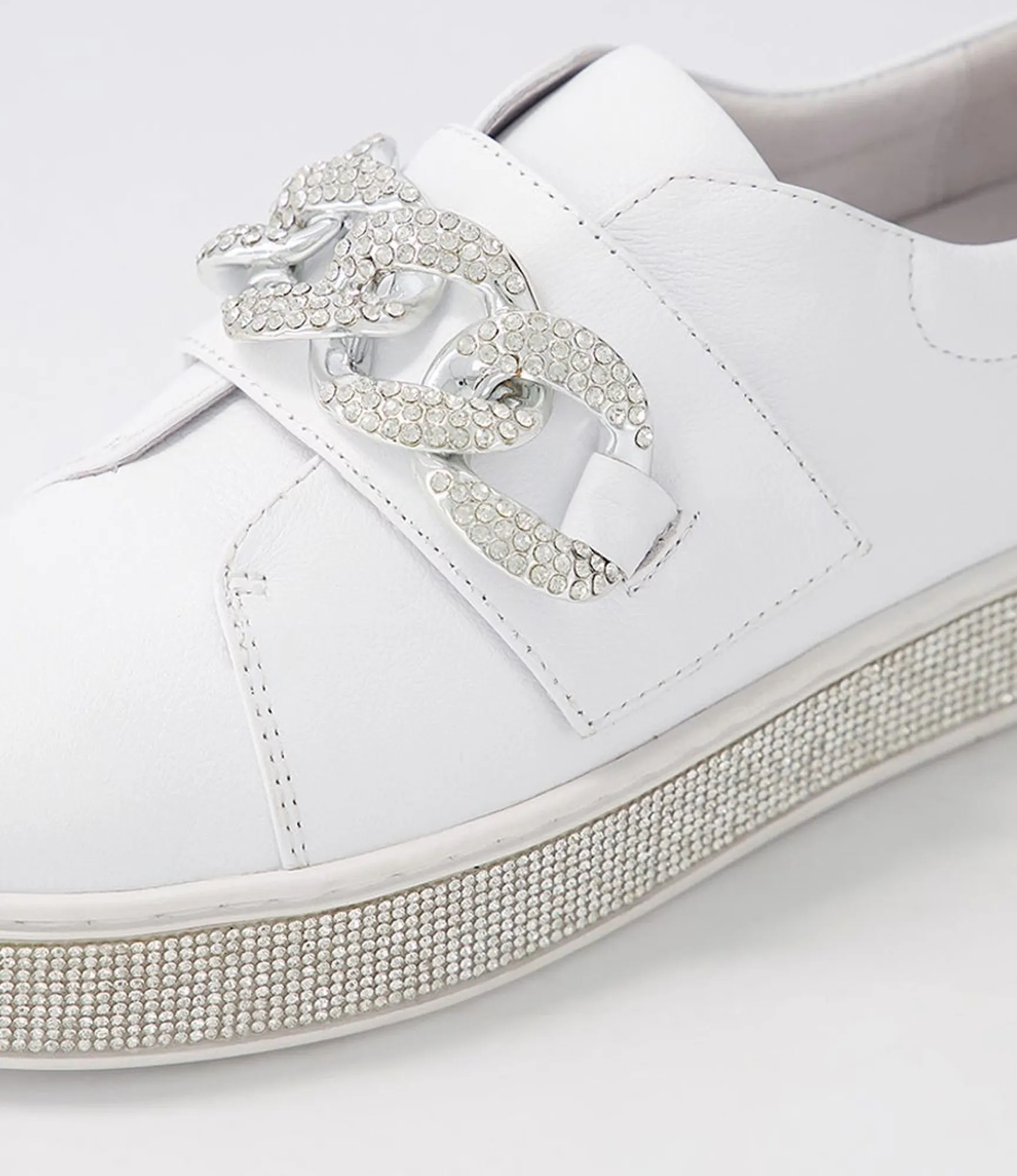 Flash Sale Midas Shoes Poppis White Silver Leather Jewels Sneakers