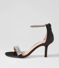 Hot Midas Shoes Preazi Black Satin Sandals