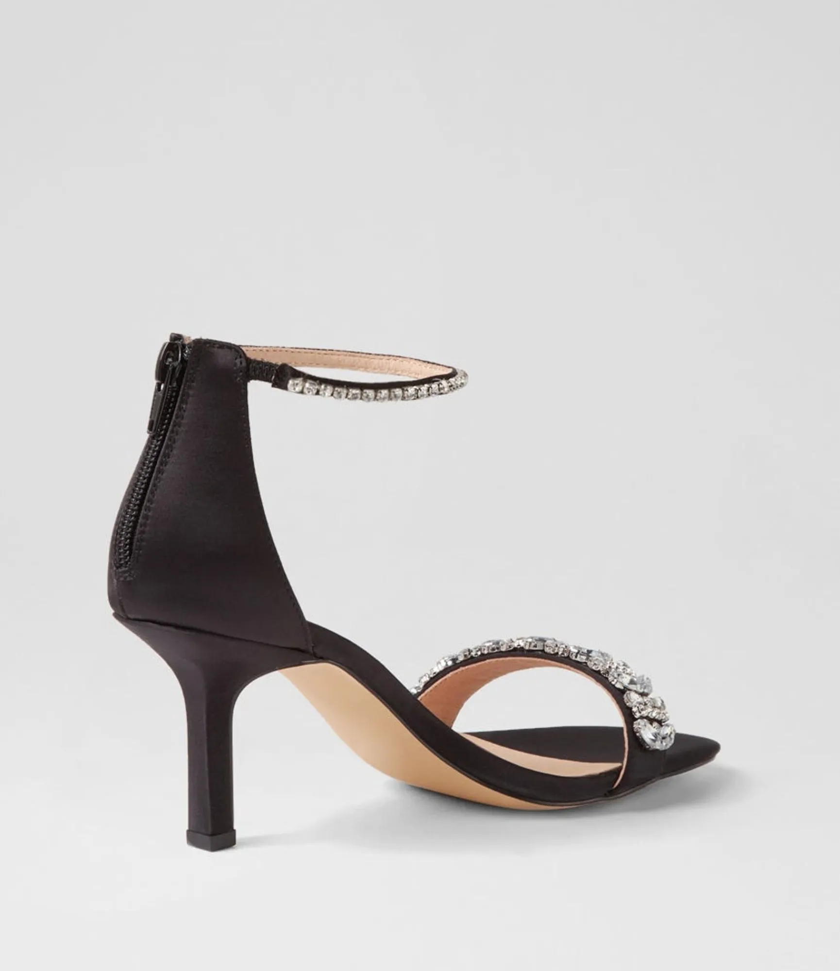 Hot Midas Shoes Preazi Black Satin Sandals