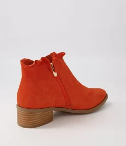 Hot Midas Shoes Pretti Orange Suede Ankle Boots