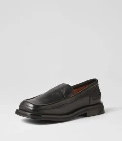 Fashion Midas Shoes Purl Black Leather Loafers