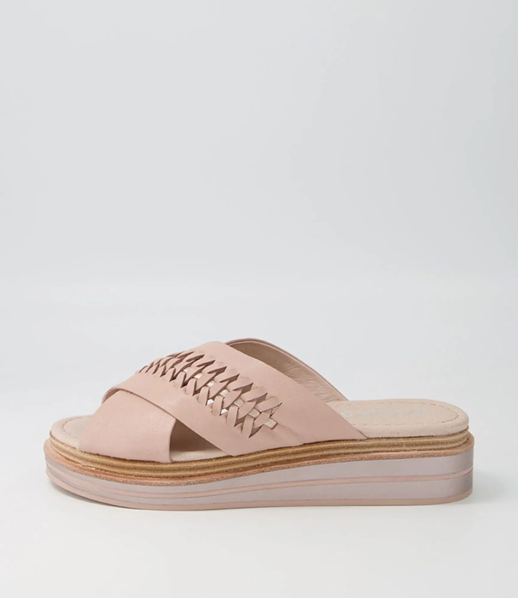 Best Sale Midas Shoes Raelan Cafe Pale Rose Gold Leather Slides