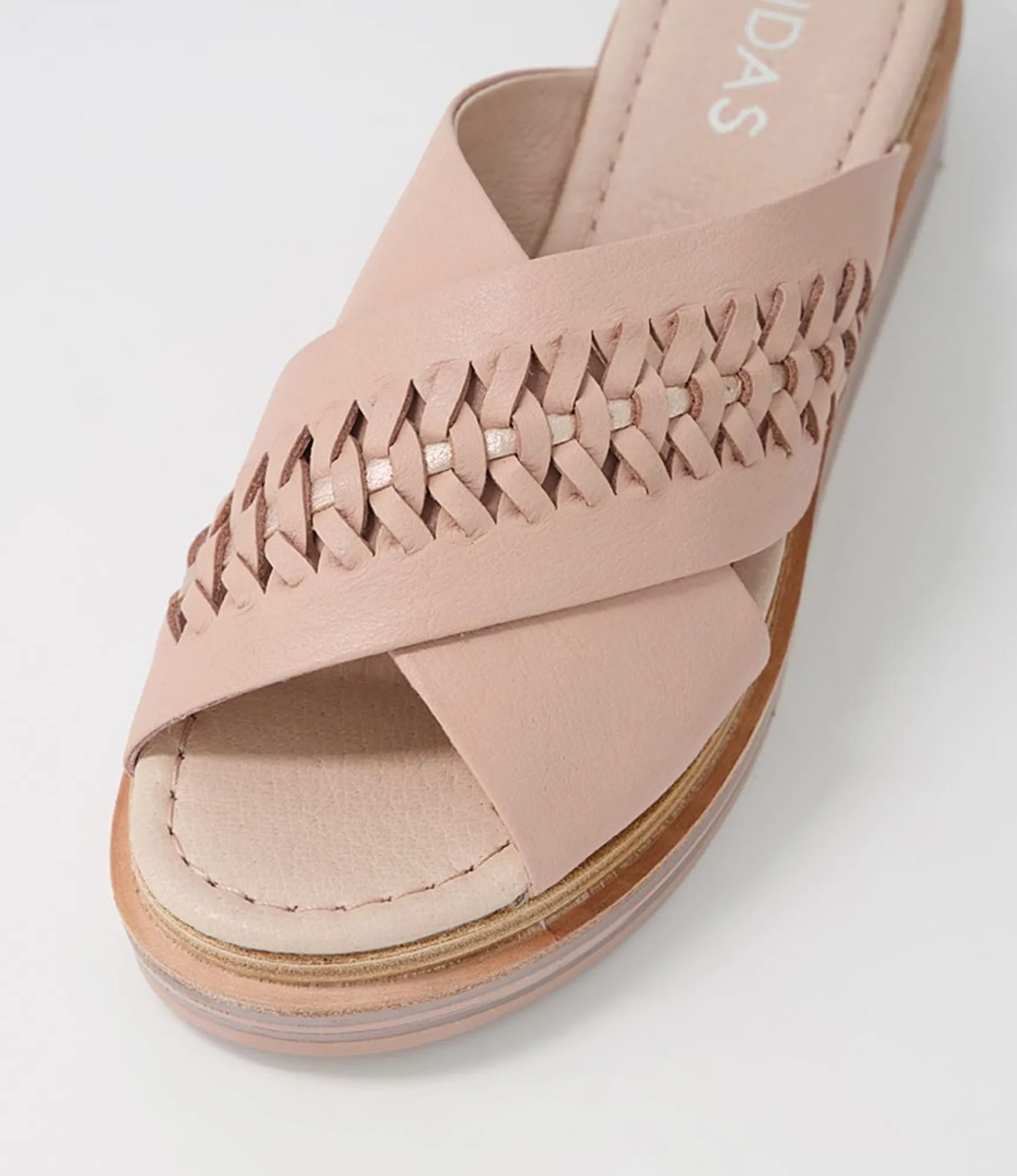 Best Sale Midas Shoes Raelan Cafe Pale Rose Gold Leather Slides