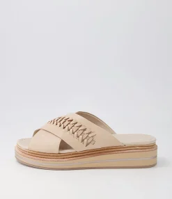 Cheap Midas Shoes Raelan Camel Champagne Leather Slides