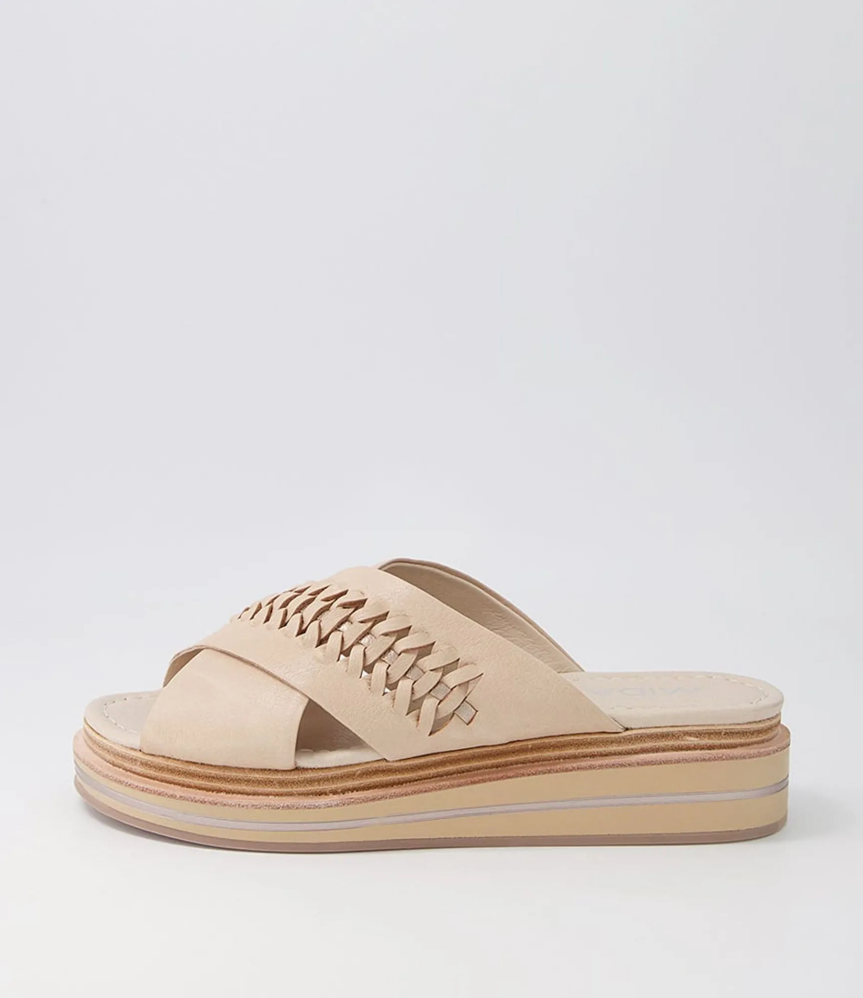 Cheap Midas Shoes Raelan Camel Champagne Leather Slides
