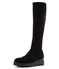 Hot Midas Shoes Rasha Black Stretch Microsuede Knee High Boots