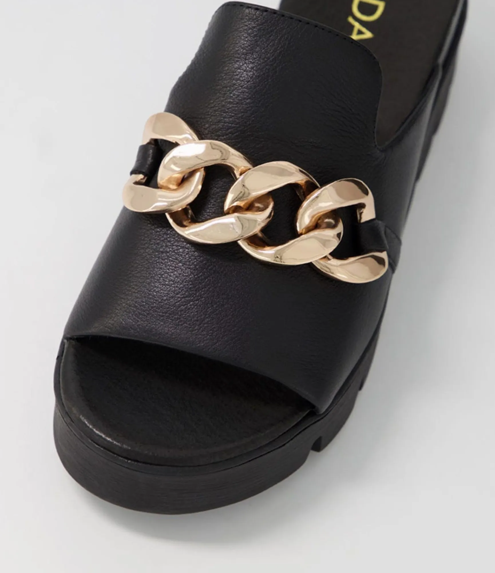 Sale Midas Shoes Razzy Black Leather Slides