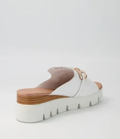 Best Sale Midas Shoes Razzy White Leather Slides