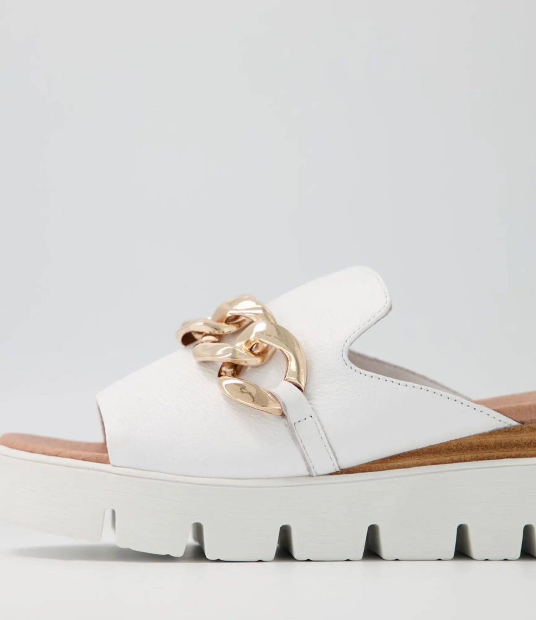 Best Sale Midas Shoes Razzy White Leather Slides