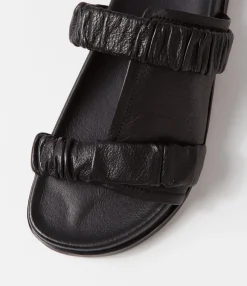 Fashion Midas Shoes Reski Black Leather Slides