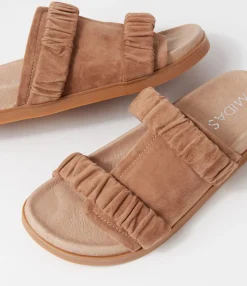 Hot Midas Shoes Reski Light Choc Suede Slides