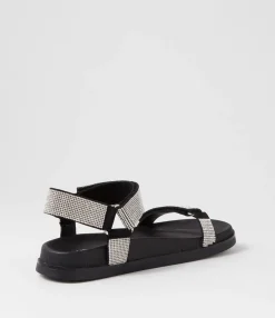 Hot Midas Shoes Rolton Black Silver Suede Jewels Sandals