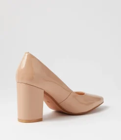 Discount Midas Shoes Sabine Nude Patent Leather Heels