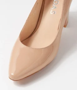 Discount Midas Shoes Sabine Nude Patent Leather Heels