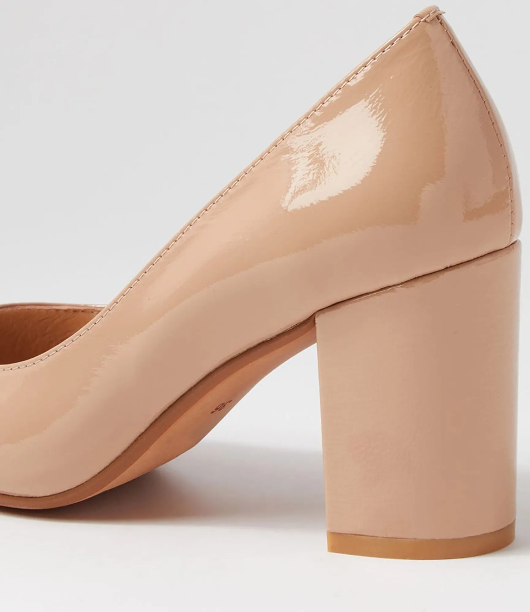 Discount Midas Shoes Sabine Nude Patent Leather Heels