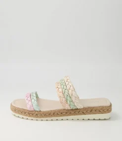 Outlet Midas Shoes Sakura Pastel Multi Syn Raffia Slides