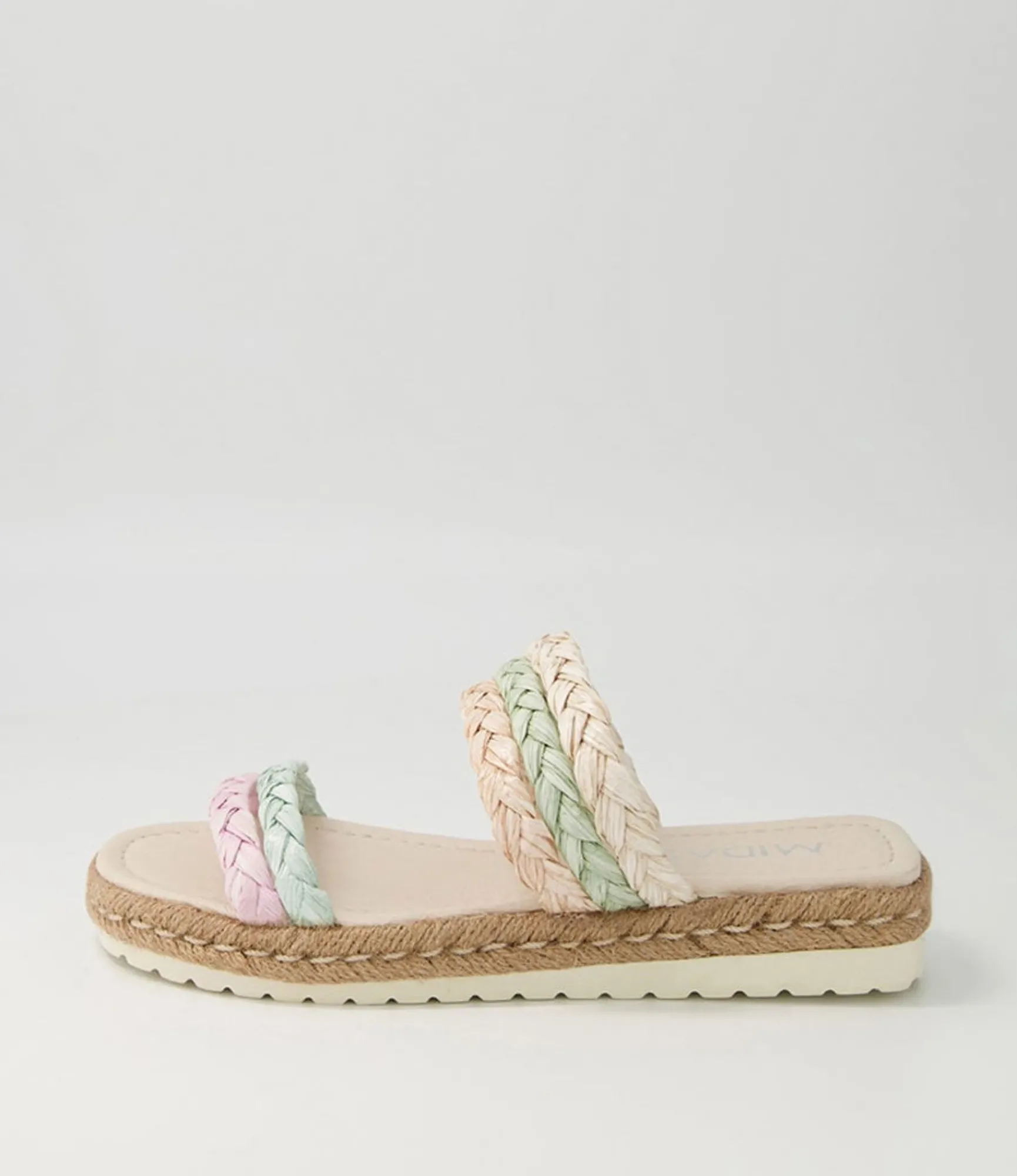 Outlet Midas Shoes Sakura Pastel Multi Syn Raffia Slides