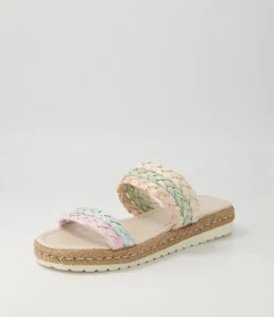 Outlet Midas Shoes Sakura Pastel Multi Syn Raffia Slides