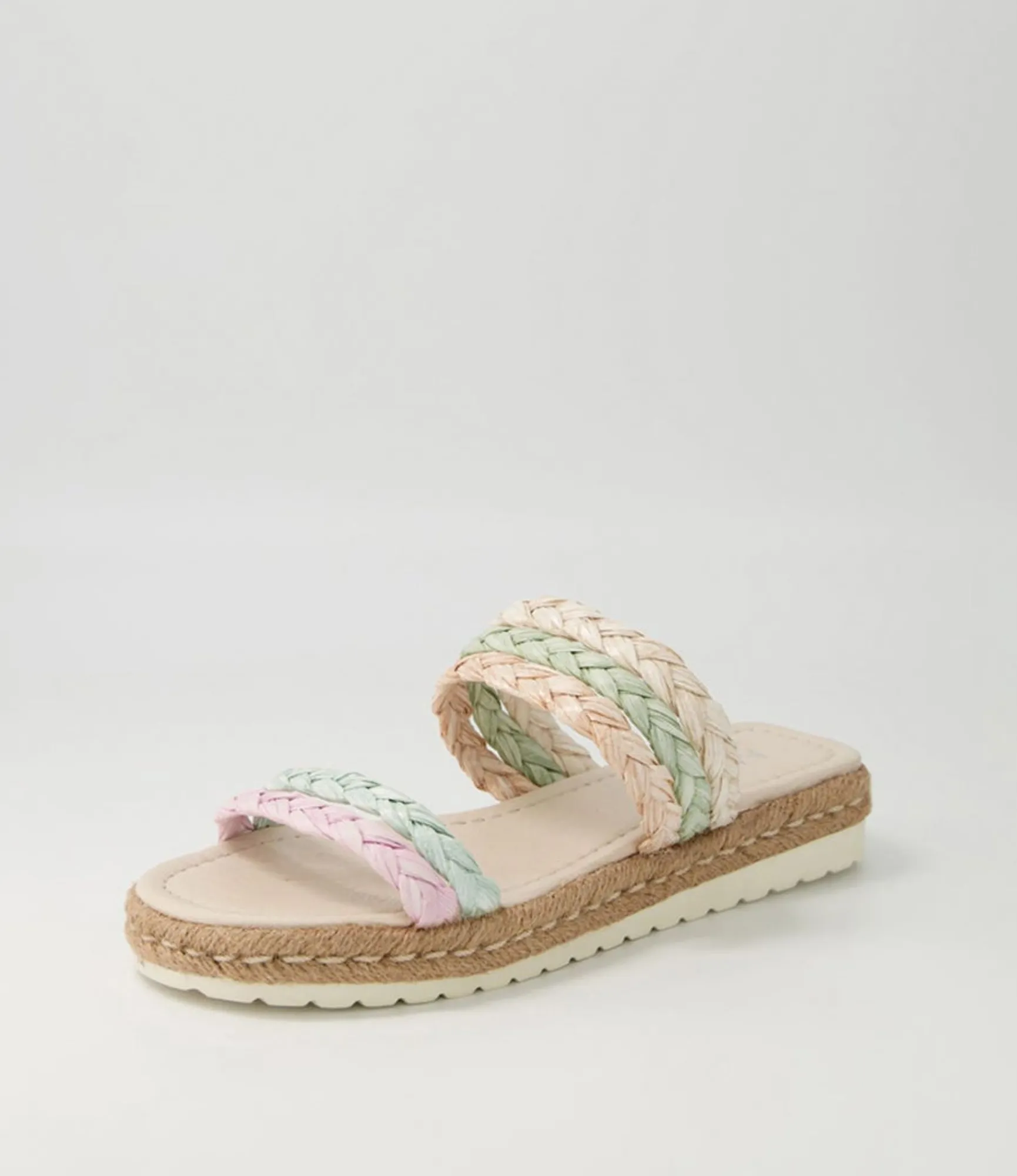 Outlet Midas Shoes Sakura Pastel Multi Syn Raffia Slides
