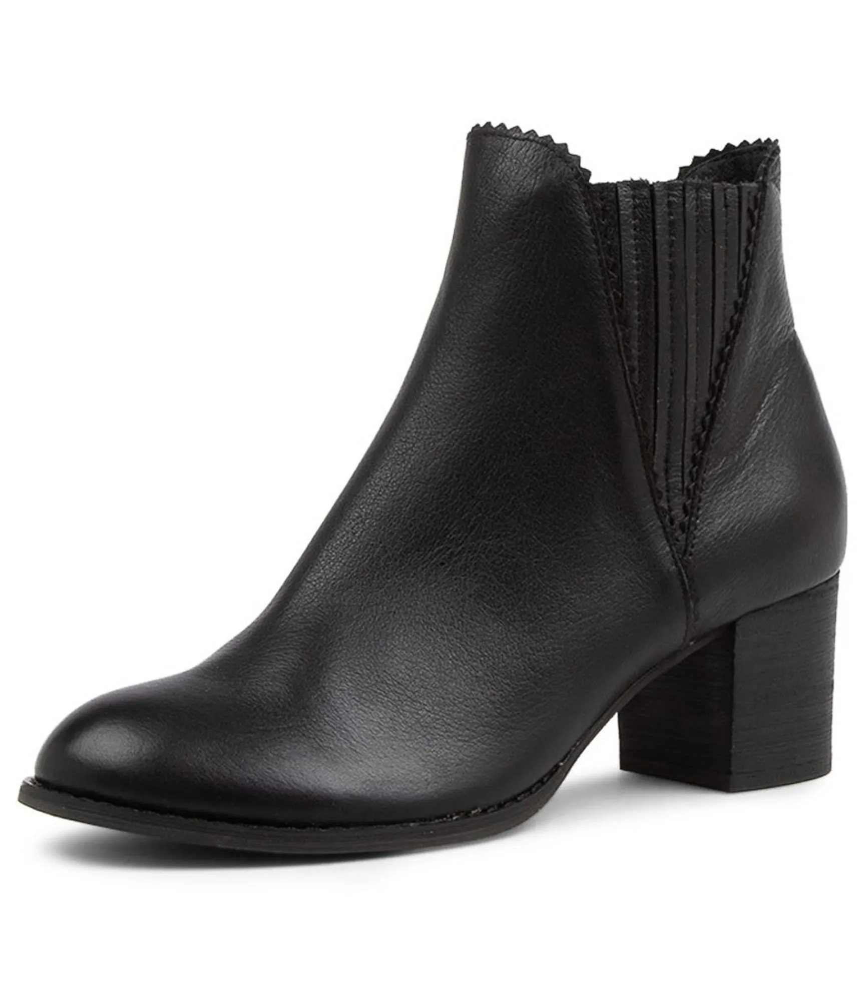 Fashion Midas Shoes Saniti Black Leather Ankle Boots Black Heel