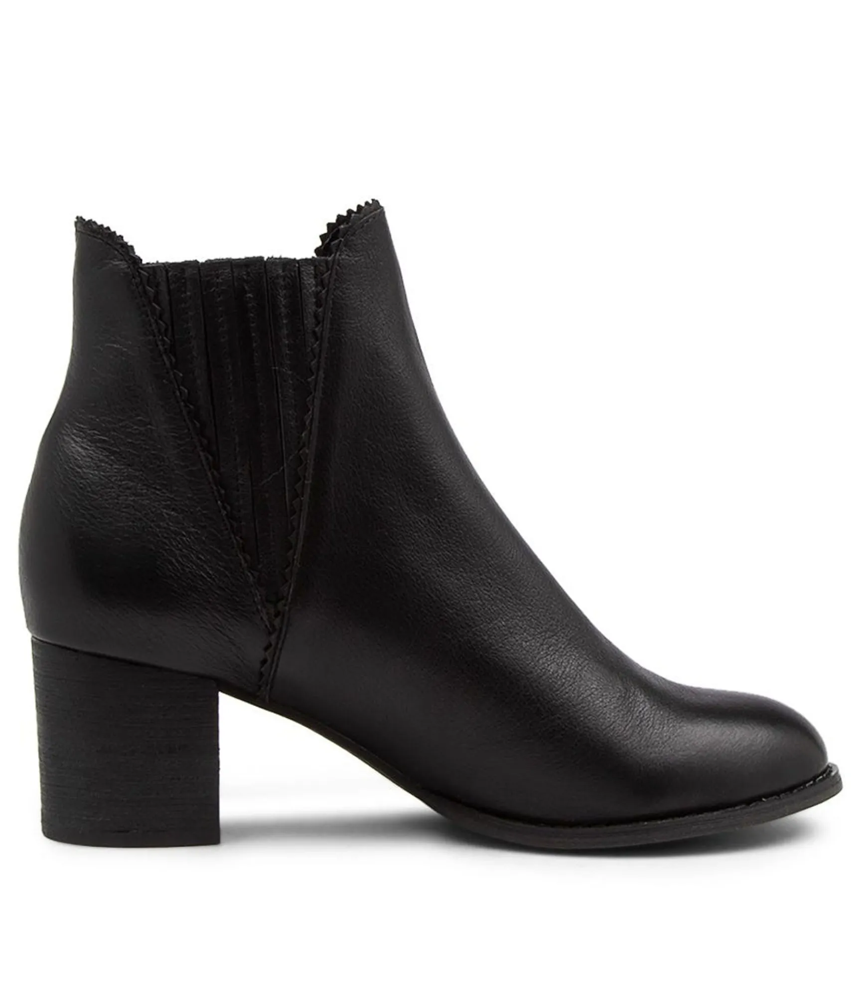 Fashion Midas Shoes Saniti Black Leather Ankle Boots Black Heel