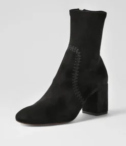 Online Midas Shoes Saro Black Stretch Microsuede Ankle Boots
