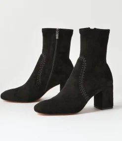 Online Midas Shoes Saro Black Stretch Microsuede Ankle Boots