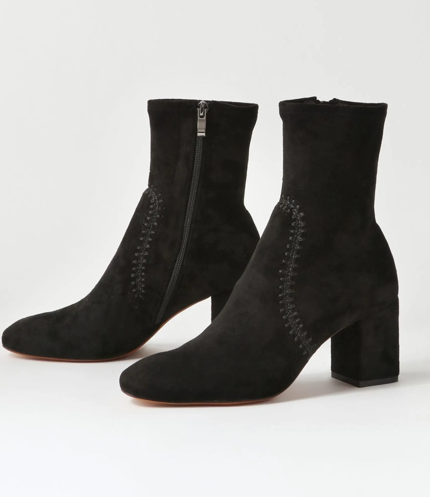 Online Midas Shoes Saro Black Stretch Microsuede Ankle Boots