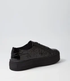 Store Midas Shoes Shelby Black Shine Croc Leather Sneakers