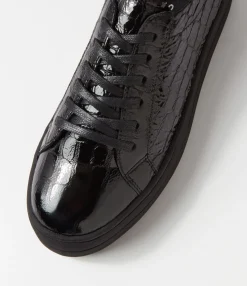 Store Midas Shoes Shelby Black Shine Croc Leather Sneakers