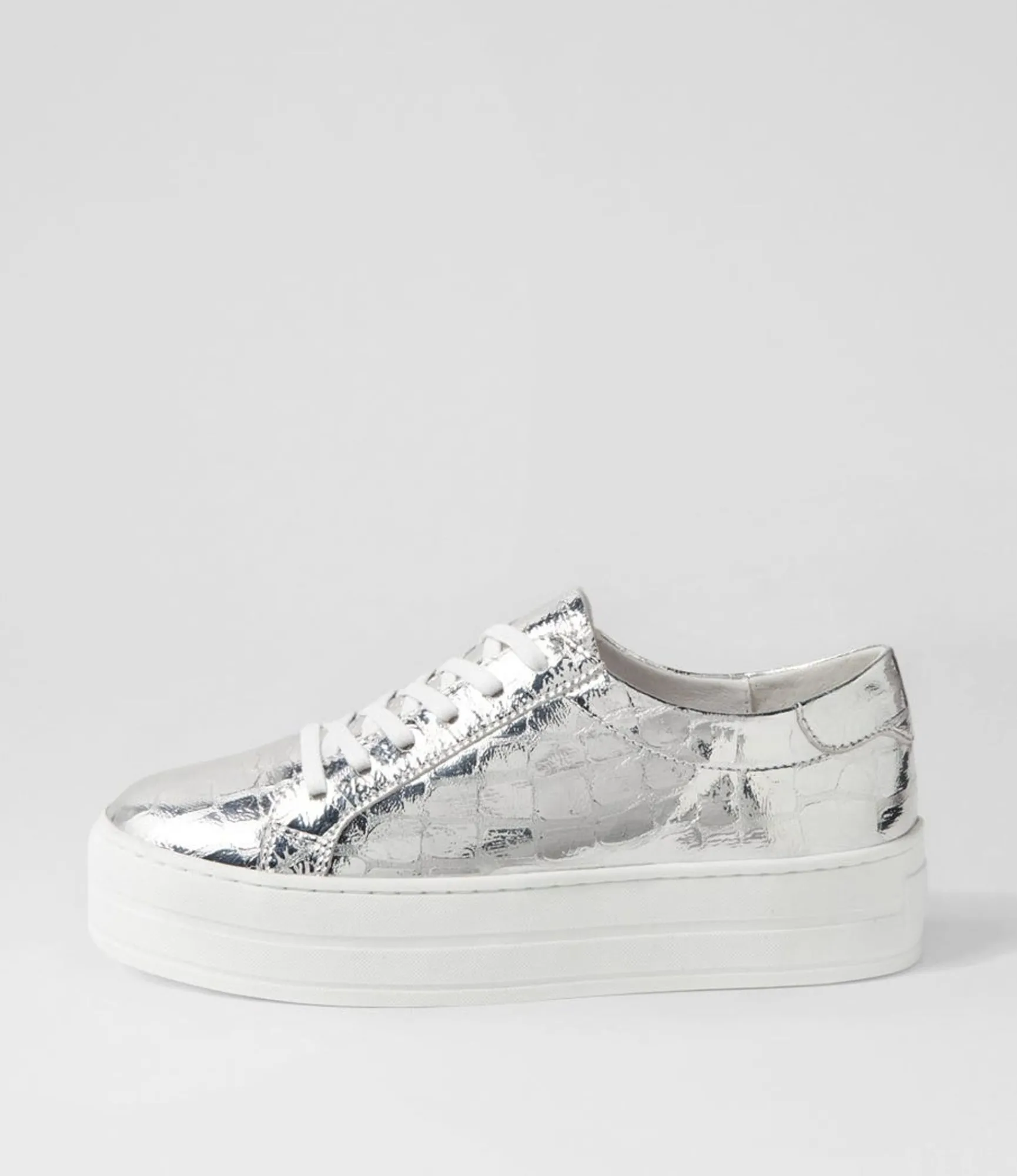 Best Sale Midas Shoes Shelby Silver White Croc Leather Sneakers