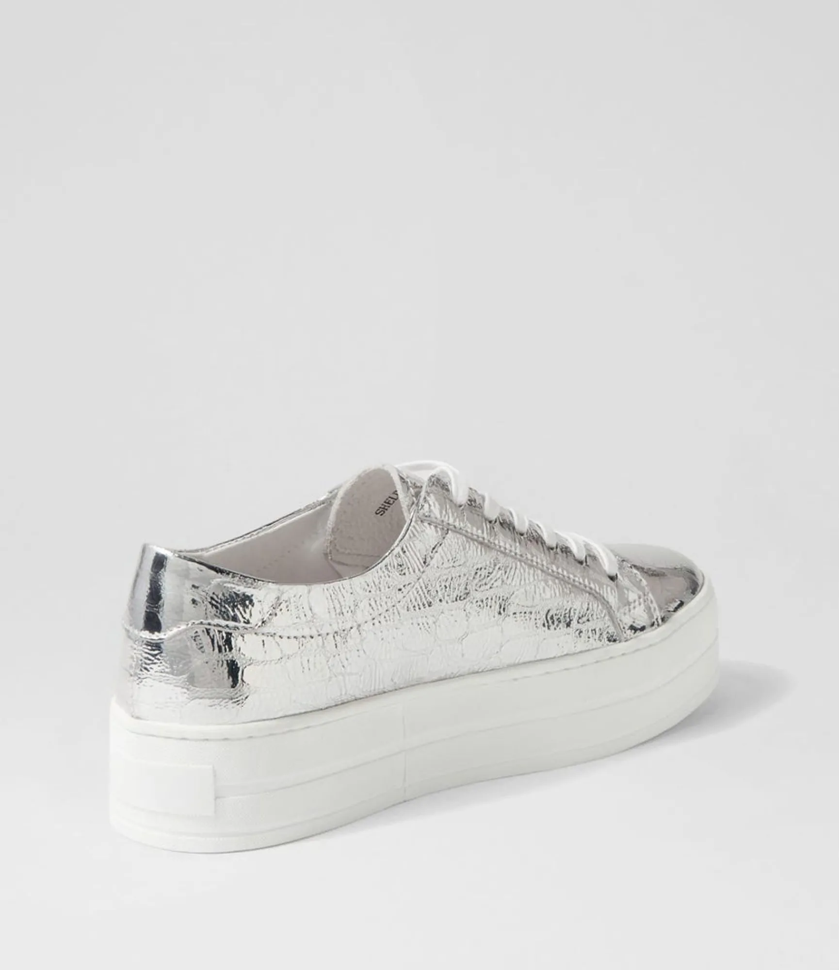 Best Sale Midas Shoes Shelby Silver White Croc Leather Sneakers