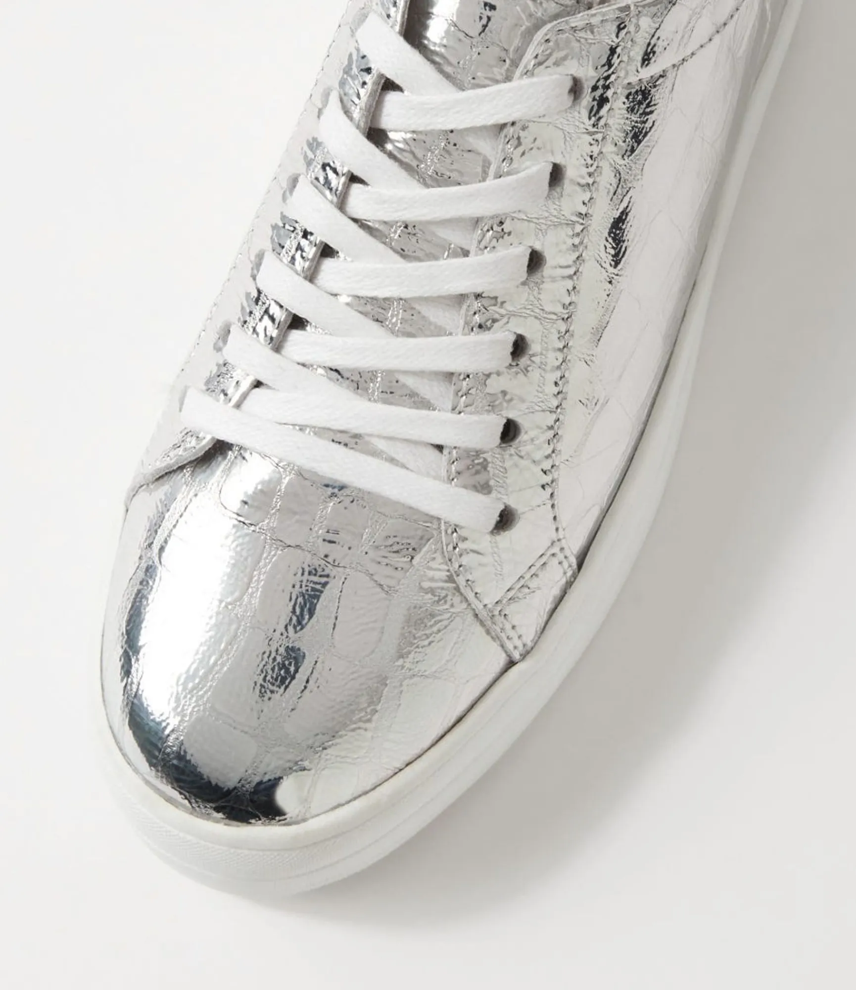 Best Sale Midas Shoes Shelby Silver White Croc Leather Sneakers