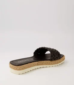 New Midas Shoes Shelles Black Leather Slides