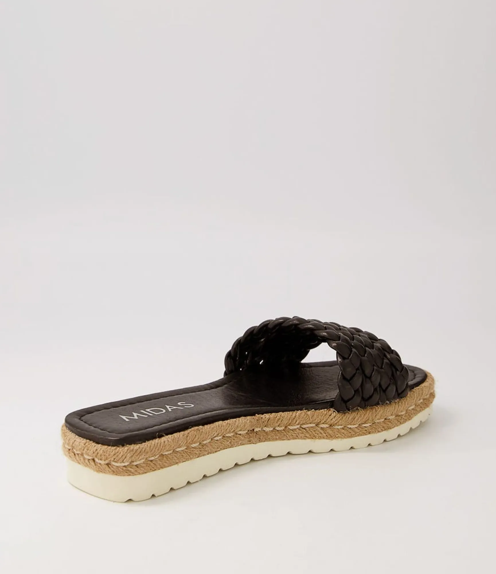 New Midas Shoes Shelles Black Leather Slides