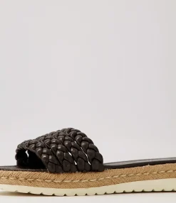 New Midas Shoes Shelles Black Leather Slides