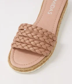 Outlet Midas Shoes Shelles Warm Rose Leather Slides