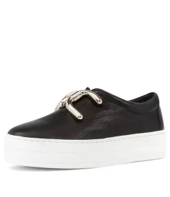 Clearance Midas Shoes Shells Black Leather Sneakers Ws