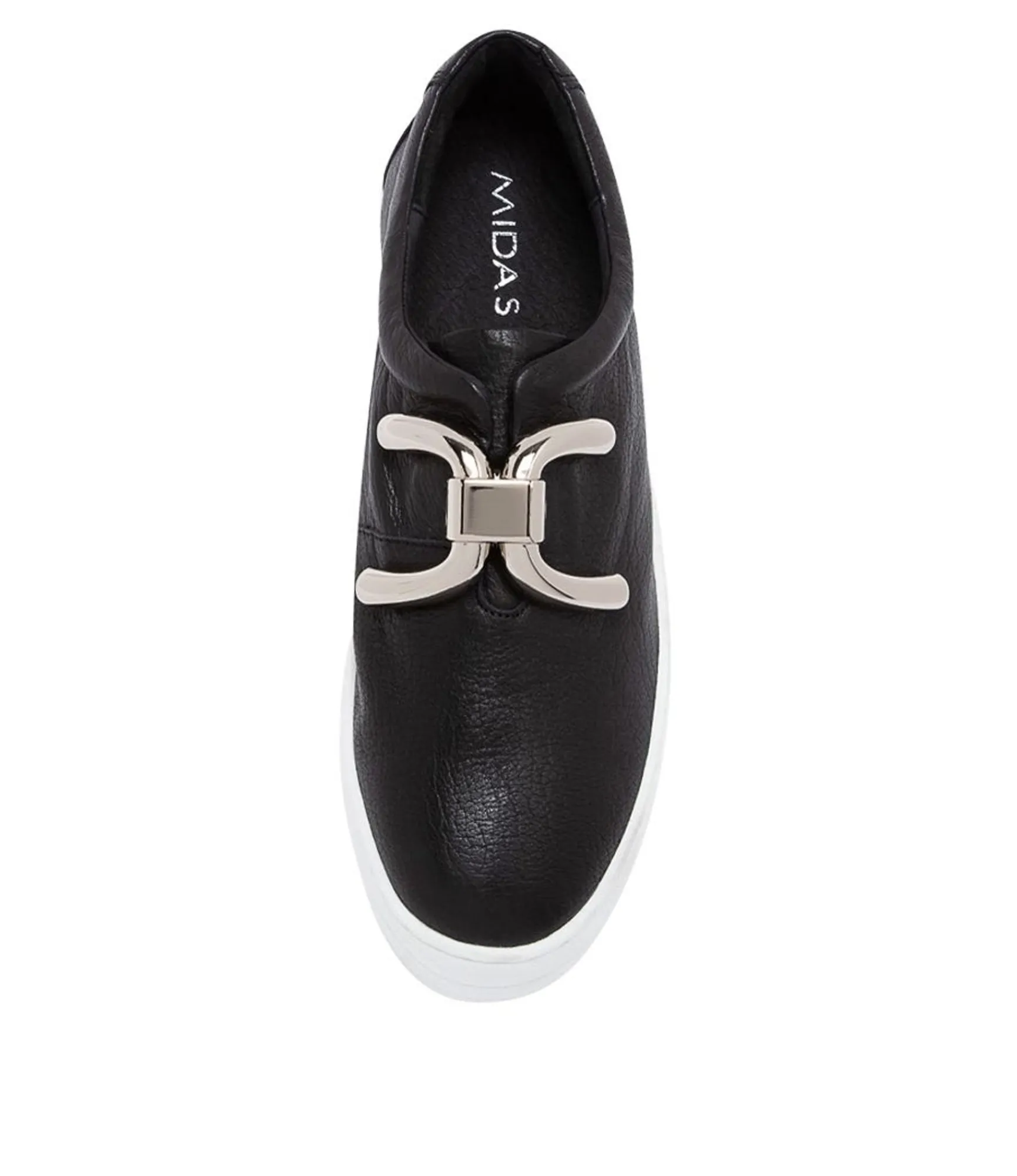 Clearance Midas Shoes Shells Black Leather Sneakers Ws