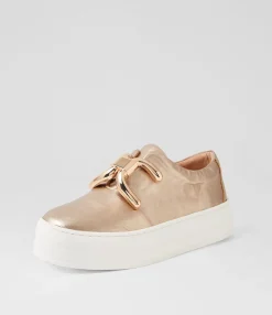 New Midas Shoes Shells Champagne White Leather Sneakers
